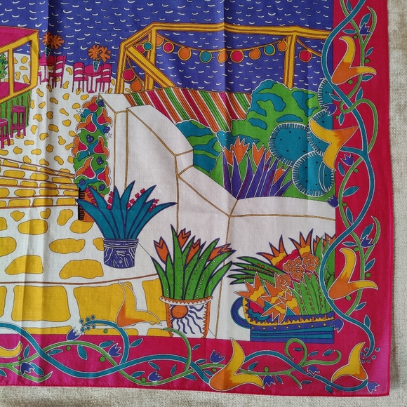 Ginnie Johansen Colorful Beach Vocation Scenery Print Cotton Scarf, - Picture 4 of 11